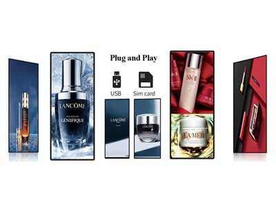 LED posters being used to advertise for cosmetics